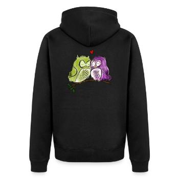 Owl in Love - Unisex Premium Bio Zip Hoodie - Schwarz - Hinten - Nico (187cm)