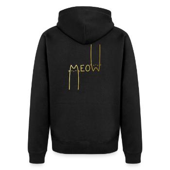 Meow! - Unisex Premium Organic Zip Hoodie - black - Back - Nico (187cm)