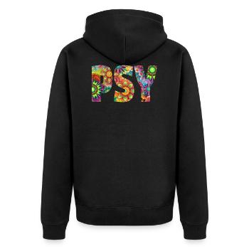 Psy Trance - Unisex Premium Bio Zip Hoodie - Schwarz - Hinten - Nico (187cm)