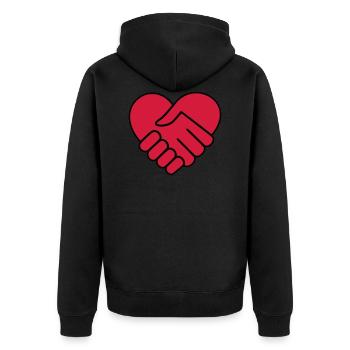 Hand in hand heart red - Unisex Premium Organic Zip Hoodie - black - Back - Nico (187cm)