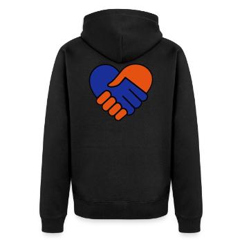 Hand in hand heart blue red - Unisex Premium Organic Zip Hoodie - black - Back - Nico (187cm)