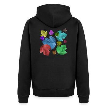 Feuilles, coloré, feuillage, automne, arbre, feuille, arbres - Veste à capuche bio Premium Unisexe - noir - Dos - Nico (187cm)