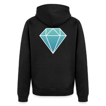diamant diamant simple logo pierre bleue turquoise - Veste à capuche bio Premium Unisexe - noir - Dos - Nico (187cm)