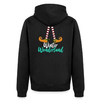 Winter Wonderland - Unisex Premium Bio Zip Hoodie - Schwarz - Hinten - Nico (187cm)