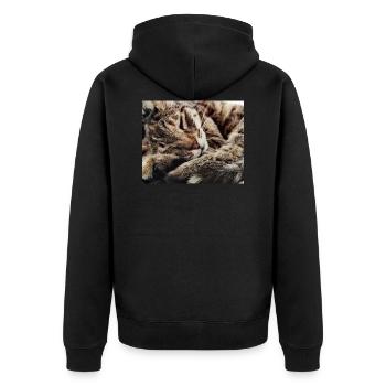 Cozy - Unisex Premium Bio Zip Hoodie - Schwarz - Hinten - Nico (187cm)
