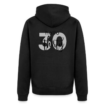 30th birthday - Unisex Premium Organic Zip Hoodie - black - Back - Nico (187cm)