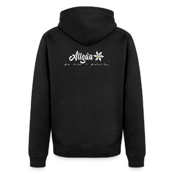 Allgäuer da i am home Print, Allgäu Design - Unisex Premium Organic Zip Hoodie - black - Back - Nico (187cm)