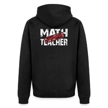 Math Teacher Approved. Mathelehrer geprüft - Unisex Premium Bio Zip Hoodie - Schwarz - Hinten - Nico (187cm)