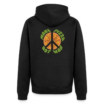 make pizza not war - Unisex Premium Organic Zip Hoodie - black - Back - Nico (187cm)