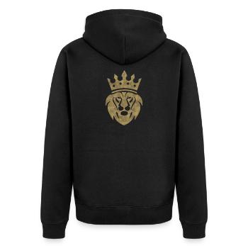 lion, king,king, gold, crown - Unisex Premium Organic Zip Hoodie - black - Back - Nico (187cm)