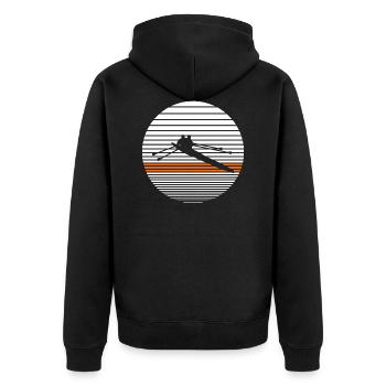 Rudern - Unisex Premium Bio Zip Hoodie - Schwarz - Hinten - Nico (187cm)