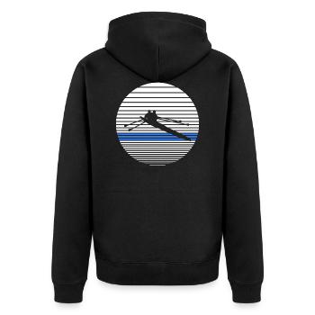 Rudern - Unisex Premium Bio Zip Hoodie - Schwarz - Hinten - Nico (187cm)
