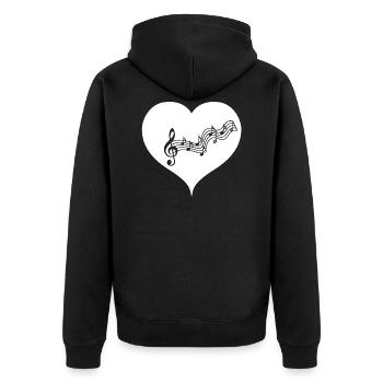 Herz Note Musiknote Musik Liebe weiß Geschenkidee - Unisex Premium Bio Zip Hoodie - Schwarz - Hinten - Nico (187cm)