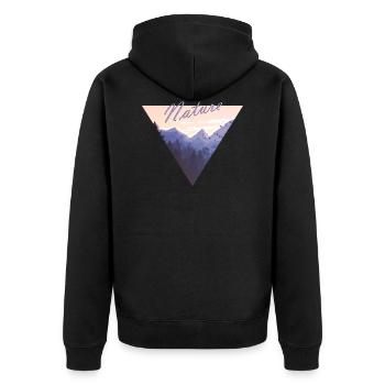 Nature, Mountains, Forest, Birds, Triangle - Unisex Premium Organic Zip Hoodie - black - Back - Nico (187cm)