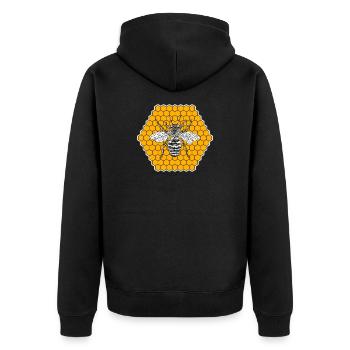 Biene Wabe Insekt - Unisex Premium Bio Zip Hoodie - Schwarz - Hinten - Nico (187cm)