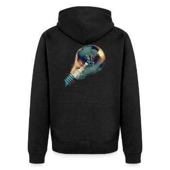 Glühbirne Strom Lampe Licht - Unisex Premium Bio Zip Hoodie - Schwarz - Hinten - Nico (187cm)