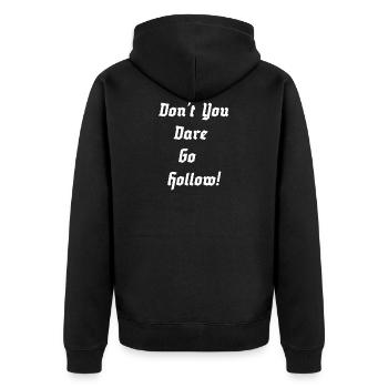 - Don't you dare go hollow - Unisex Premium Bio Zip Hoodie - Schwarz - Hinten - Nico (187cm)