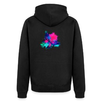 Butterfly Pink colorful - Unisex Premium Organic Zip Hoodie - black - Back - Nico (187cm)