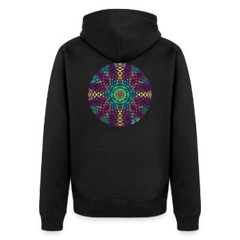 Mandala - Unisex Premium Bio Zip Hoodie - Schwarz - Hinten - Nico (187cm)