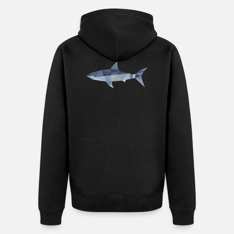Requin polygone - Veste à capuche bio Premium Unisexe - noir