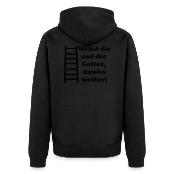 Voulez-vous l'échelle, continue à penser! (Noir) - Veste à capuche bio Premium Unisexe - noir - Dos - Nico (187cm)