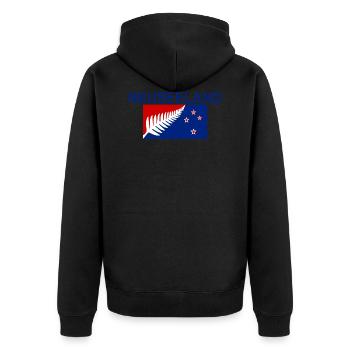 Neuseeland mit inoffizieller Flagge Pazifik Shirt - Unisex Premium Bio Zip Hoodie - Schwarz - Hinten - Nico (187cm)