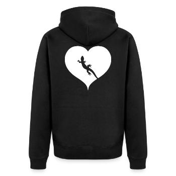 Lézard reptile cadeau coeur gecko - Veste à capuche bio Premium Unisexe - noir - Dos - Nico (187cm)