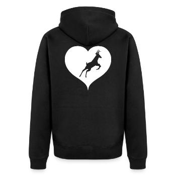 Cerf avec coeur - Veste à capuche bio Premium Unisexe - noir - Dos - Nico (187cm)