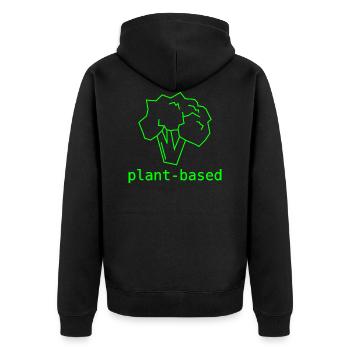 Brokkoli Plant-Based - Unisex Premium Bio Zip Hoodie - Schwarz - Hinten - Nico (187cm)