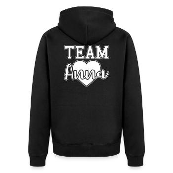 Team Anna first name - Unisex Premium Organic Zip Hoodie - black - Back - Nico (187cm)