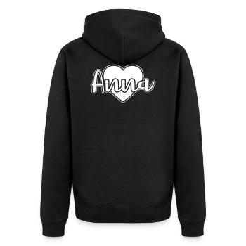 Anna first name heart - Unisex Premium Organic Zip Hoodie - black - Back - Nico (187cm)