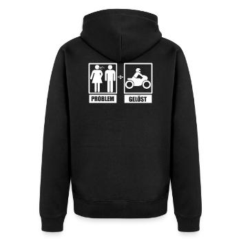 Problem solved motorcycle - Unisex Premium Organic Zip Hoodie - black - Back - Nico (187cm)