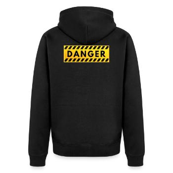 Danger attention design cadeau idée cadeau - Veste à capuche bio Premium Unisexe - noir - Dos - Nico (187cm)