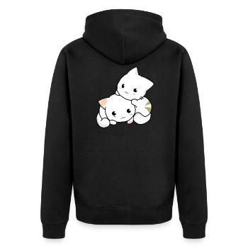 zwei süße kleine Babykatzen - Unisex Premium Bio Zip Hoodie - Schwarz - Hinten - Nico (187cm)