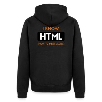 HTML web developer developer CSS programmer - Unisex Premium Organic Zip Hoodie - black - Back - Nico (187cm)