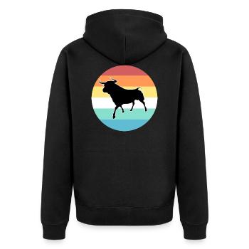 bull - Unisex Premium Organic Zip Hoodie - black - Back - Nico (187cm)