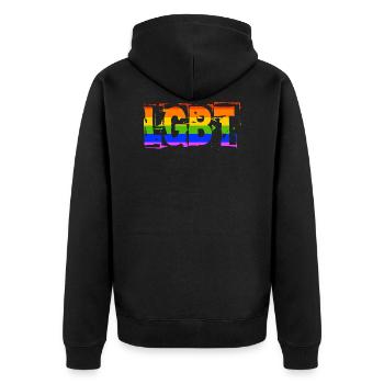 LGBT Schwul Gay Pride Regenbogen - Unisex Premium Bio Zip Hoodie - Schwarz - Hinten - Nico (187cm)