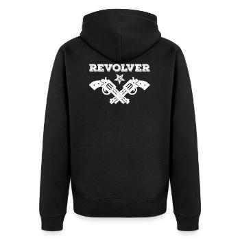 Revolver Guns Bandit Gangster - Unisex Premium Organic Zip Hoodie - black - Back - Nico (187cm)