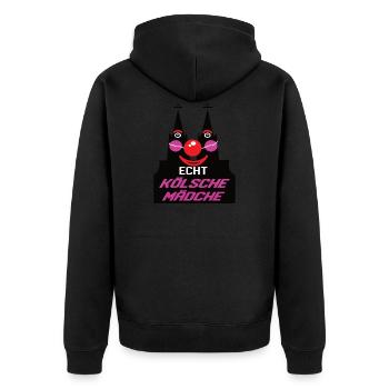 Kölner Karneval Alaaf Echt koelsche Maedche - Unisex Premium Bio Zip Hoodie - Schwarz - Hinten - Nico (187cm)