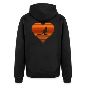 Kangaroo - Unisex Premium Bio Zip Hoodie - Schwarz - Hinten - Nico (187cm)