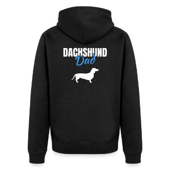 Dachshund - Unisex Premium Bio Zip Hoodie - Schwarz - Hinten - Nico (187cm)