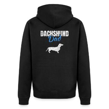 Dachshund Besitzer Geschenk - Unisex Premium Bio Zip Hoodie - Schwarz - Hinten - Nico (187cm)