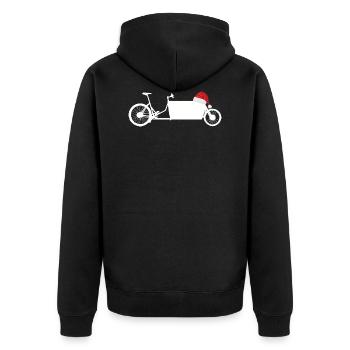 Lastenrad mit Nikolaus Mütze - Unisex Premium Bio Zip Hoodie - Schwarz - Hinten - Nico (187cm)