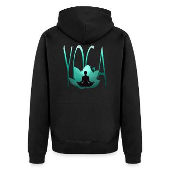 yoga meditation lotus lotus flower - Unisex Premium Organic Zip Hoodie - black - Back - Nico (187cm)