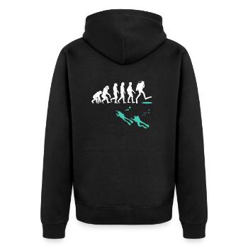 Evolution Diver Diving - Unisex Premium Organic Zip Hoodie - black - Back - Nico (187cm)