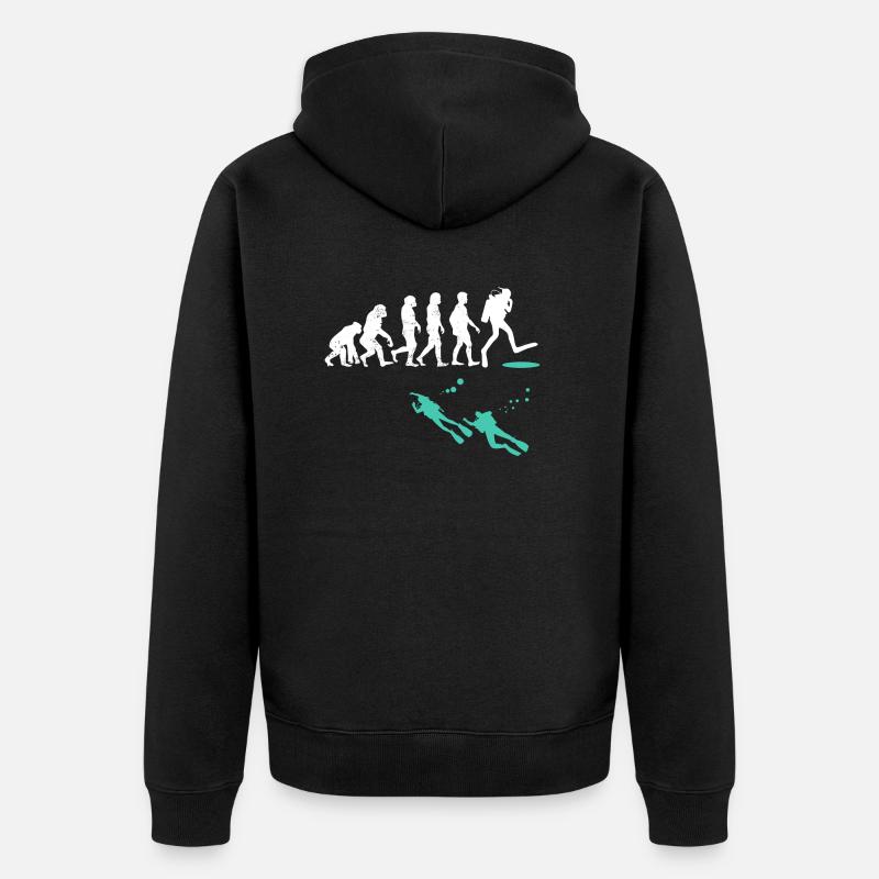 Evolution Diver Diving - Unisex Premium Bio Zip Hoodie - Schwarz