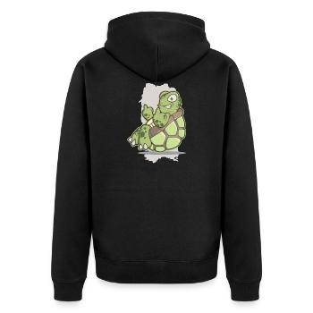 Schildkröte Zoo Lustiges Tier Mittelfinger Protest - Unisex Premium Bio Zip Hoodie - Schwarz - Hinten - Nico (187cm)