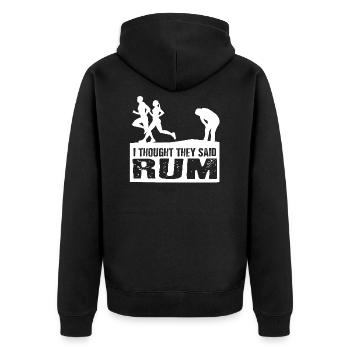 I Thought They Said Rum - Unisex Premium Bio Zip Hoodie - Schwarz - Hinten - Nico (187cm)