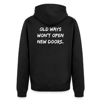 Motivational and Inspirational Statement Quote - Unisex Premium Bio Zip Hoodie - Schwarz - Hinten - Nico (187cm)