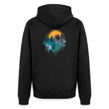 Sun behind firs nature - Unisex Premium Organic Zip Hoodie - black - Back - Nico (187cm)